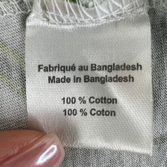 Osheaga White Green Top FESTIVAL Tropical Leaf Graphic Crew Neck Classic Size XS - Picture 9 of 10